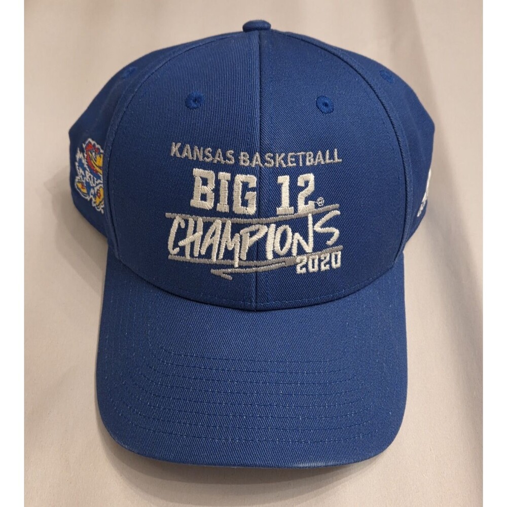 Kansas Jayhawks Basketball Big 12 Champions 2020 Adidas Adjustable Hat Blue